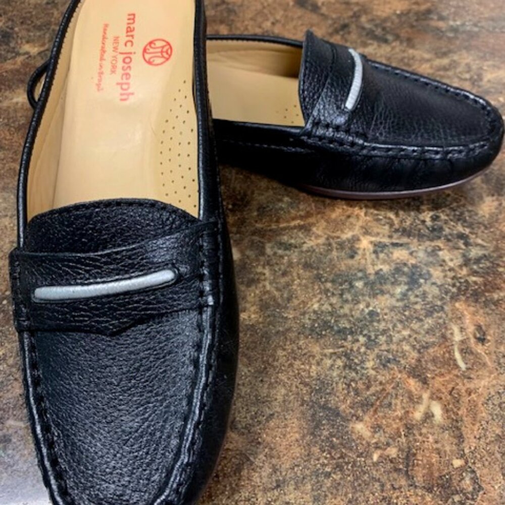 NEW IN BOX  Marc Joseph New York-  Black Genuine Leather Lawren Mules Size 7-1/2